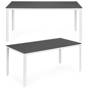 Záhradný stôl pre 6 osôb, 156x78 cm, Polywood, sivý, biely, MultiGarden, záhradný nábytok