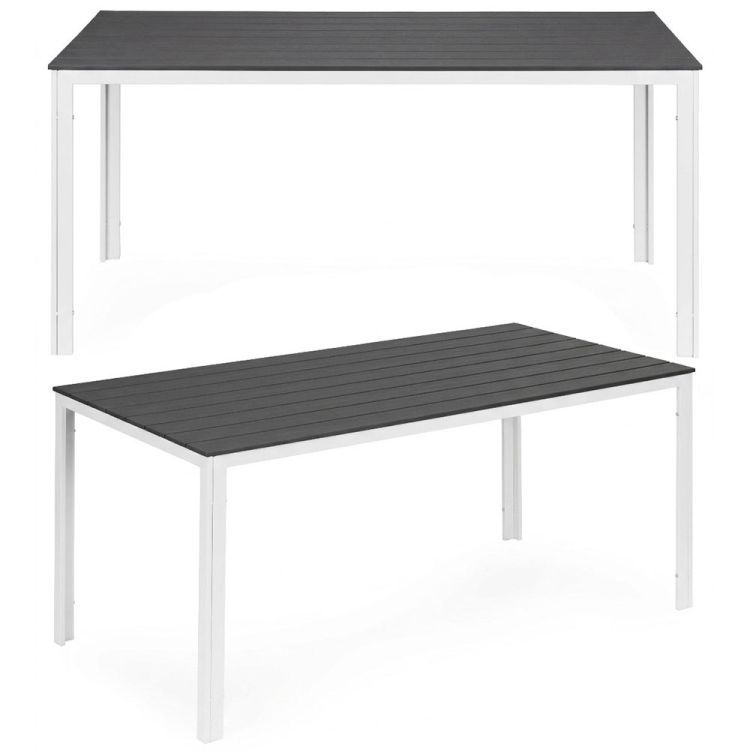 Záhradný stôl pre 6 osôb, 156x78 cm, Polywood, sivý, biely, MultiGarden, záhradný nábytok