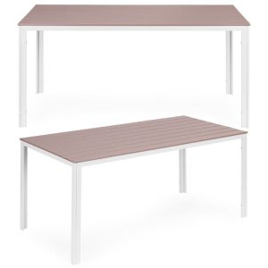 Záhradný stôl pre 6 osôb, 156x78 cm, Polywood, béžová, biela, MultiGarden, záhradný nábytok
