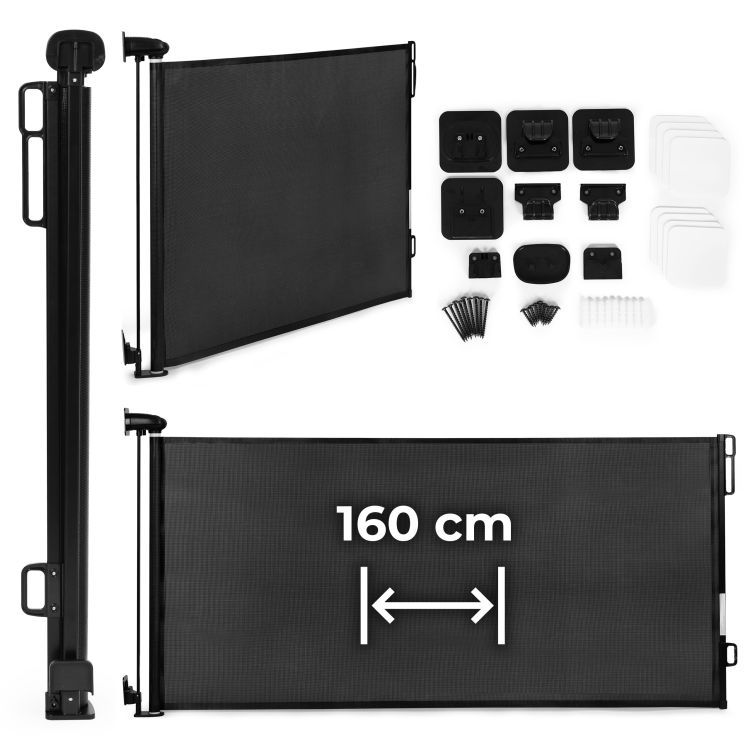 Brána, závora, roletová, 160 cm, ochranná, na schody a dvere, čierna, ECOTOYS
