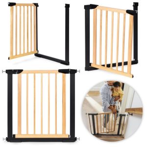 Bezpečnostná zábrana 74-80 cm na schody a dvere kovová drevená ECOTOYS