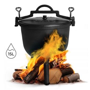 Liatinový stojaci kotol 15L, lovecký hrniec, gril na oheň MultiGarden