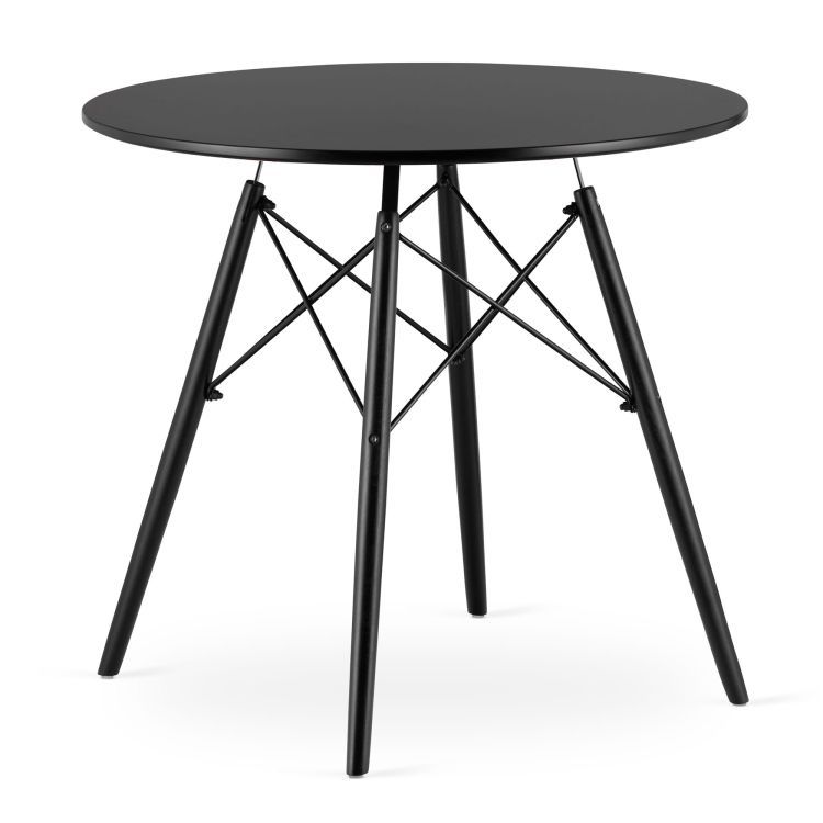 Moderný drevený okrúhly stôl 80 cm - čierny / čierne nohy 80 cm