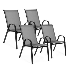 Sada 4 záhradných stoličiek na terasu alebo balkón, sivé MultiGarden