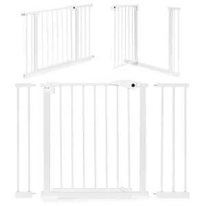 Bezpečnostná zábrana 74-105 cm na schody a dvere, oceľová, prídavné panely, biela ECOTOYS