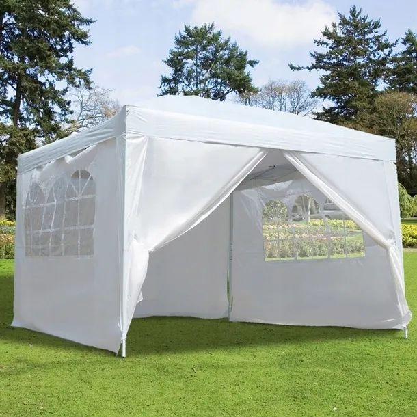 Záhradný pavilónový stan 3x3 m, 4 steny, biely, MultiGarden – Obrázok 5