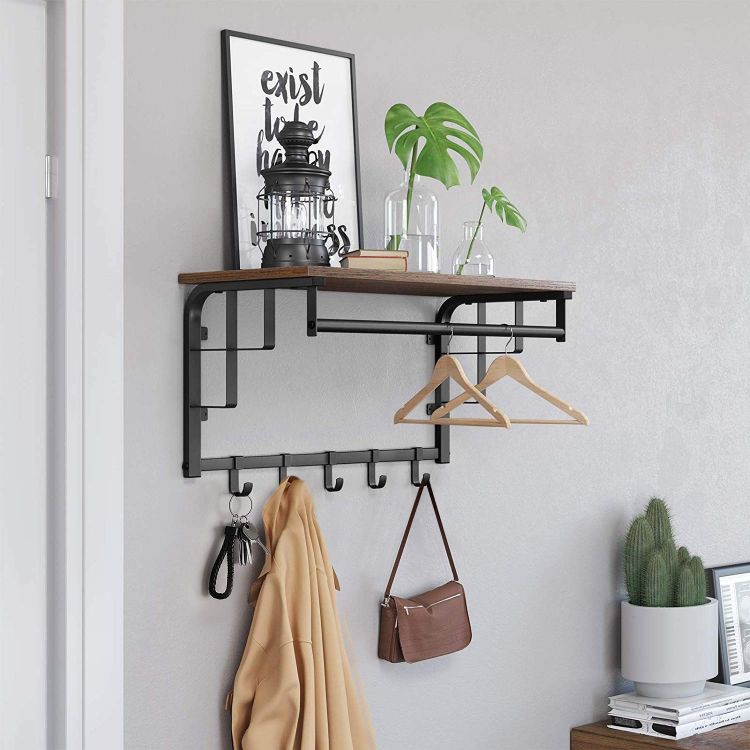 Drevená polica s vešiakom na oblečenie LOFT – Obrázok 4