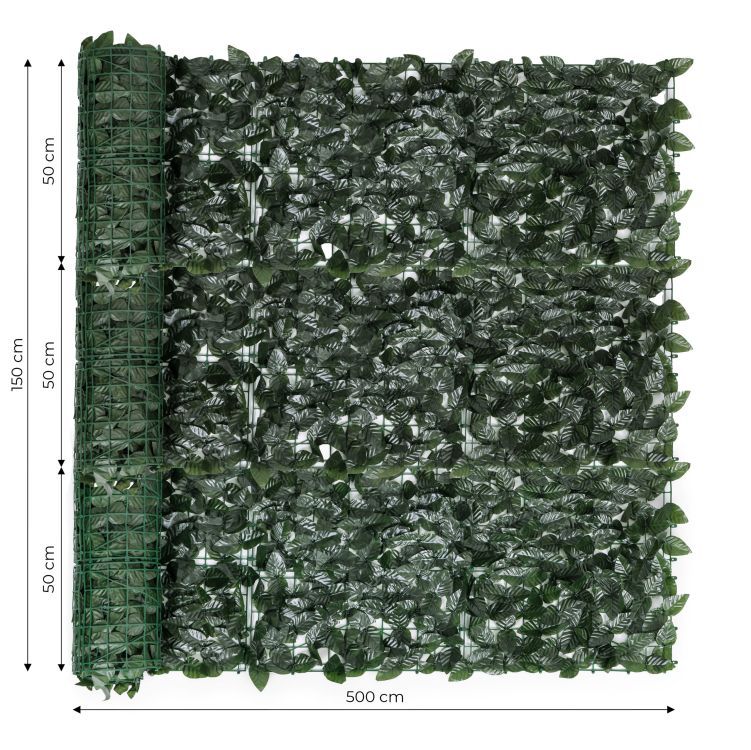 Umelý brečtanový živý plot 500x150 cm (3x 500x50cm) zelený kryt balkóna – Obrázok 5