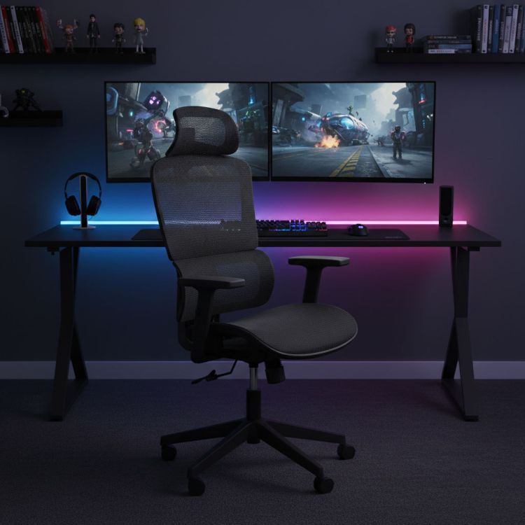 Ergonomická otočná kancelárska stolička ModernHome s nastaviteľnou výškou, čierna – Obrázok 7