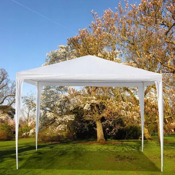 Záhradný pavilónový stan 3x3 m, 4 steny, biely, MultiGarden – Obrázok 4