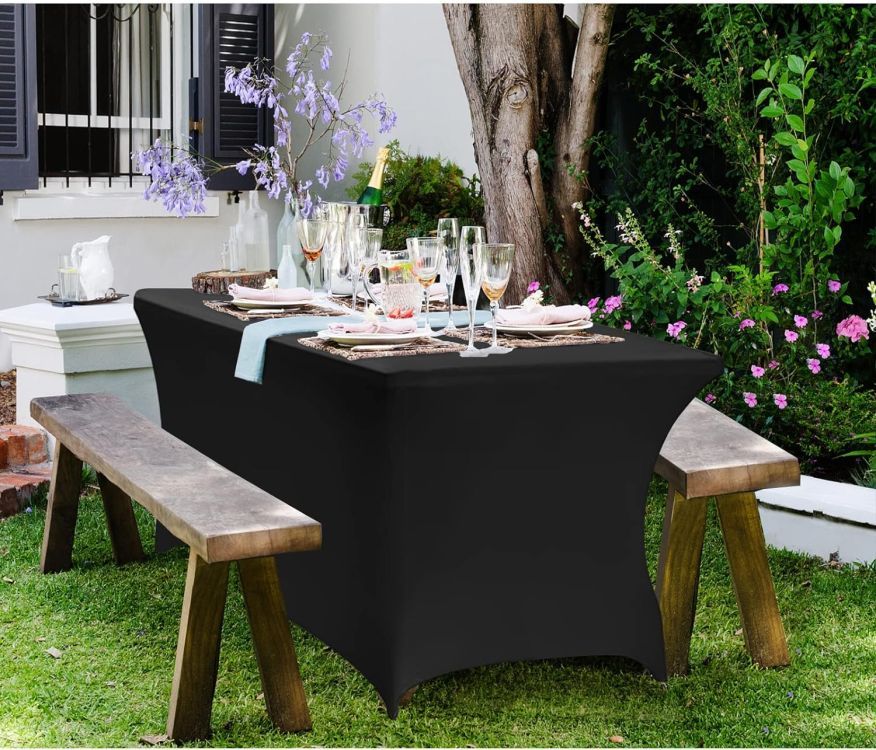 Univerzálny obrus na cateringový stôl 240 cm 8FT čierny elastický MultiGarden – Obrázok 5