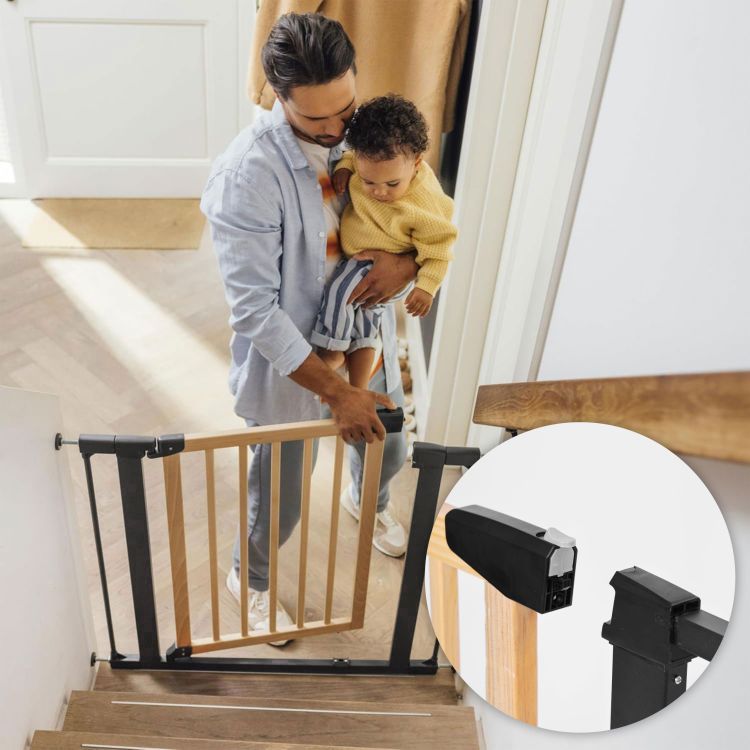 Bezpečnostná zábrana 74-80 cm na schody a dvere kovová drevená ECOTOYS – Obrázok 4