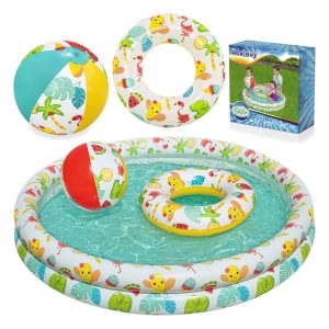 Detský bazén 3v1 122 x 20 cm + KOLIESKA + LOPTIČKA Bestway 51124