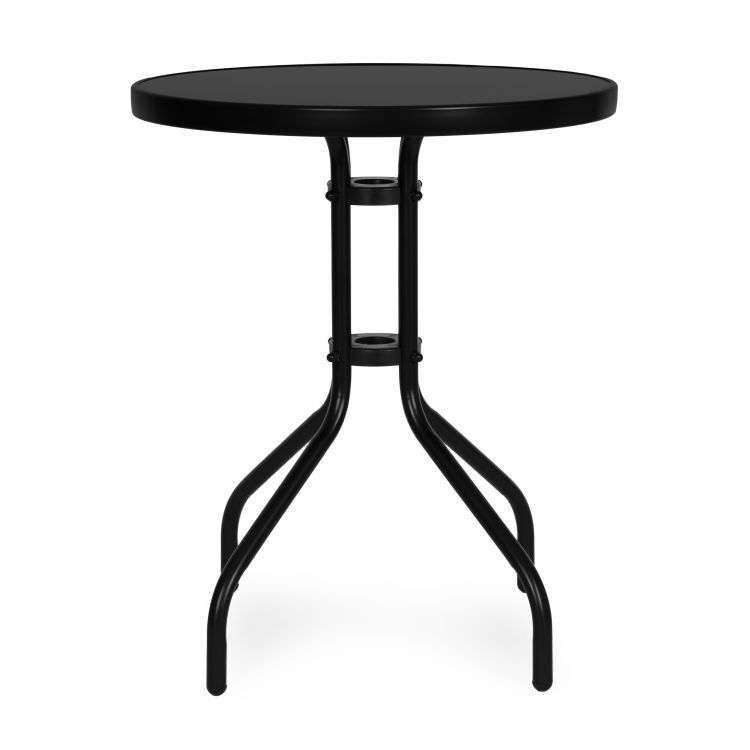 Okrúhly záhradný stôl 60 cm z tvrdeného skla na záhradu, terasu, balkón, čierny MultiGarden – Obrázok 4