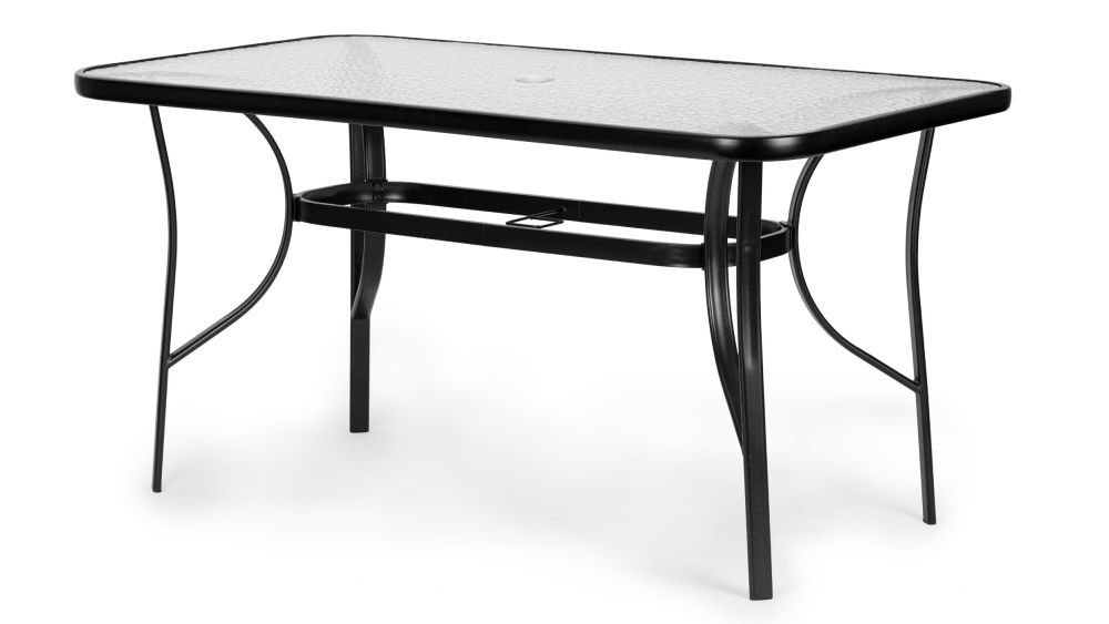 Záhradný stôl 160x90 cm s tvrdeným sklom, veľká doska na záhradnú terasu s otvorom pre slnečník, MultiGarden – Obrázok 2