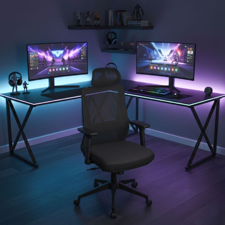 Ergonomická otočná kancelárska stolička ModernHome s nastaviteľnou výškou, čierna – Obrázok 7
