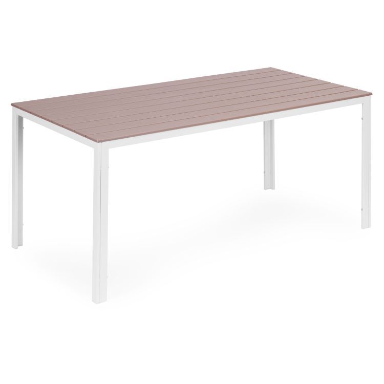 Záhradný stôl pre 6 osôb, 156x78 cm, Polywood, béžová, biela, MultiGarden, záhradný nábytok – Obrázok 4