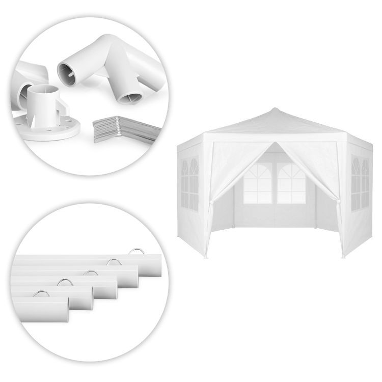 Záhradný pavilónový stan 2x2x2 m s oknami biely MultiGarden – Obrázok 3