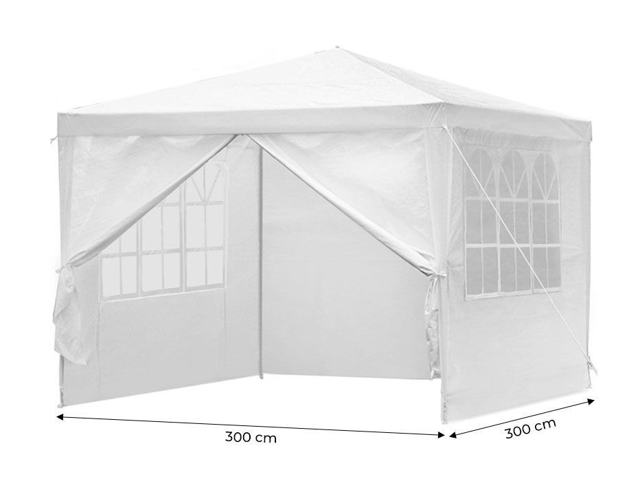 Záhradný pavilónový stan 3x3 m, 4 steny, biely, MultiGarden – Obrázok 3