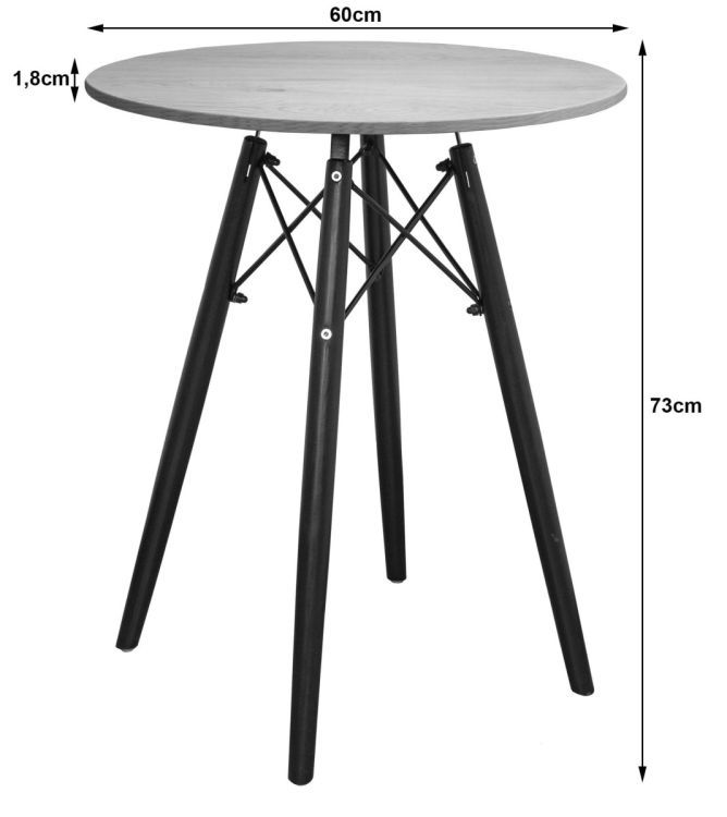 Konferenčný stolík TODI, moderný škandinávsky, hnedý, okrúhla doska, 60 cm – Obrázok 2