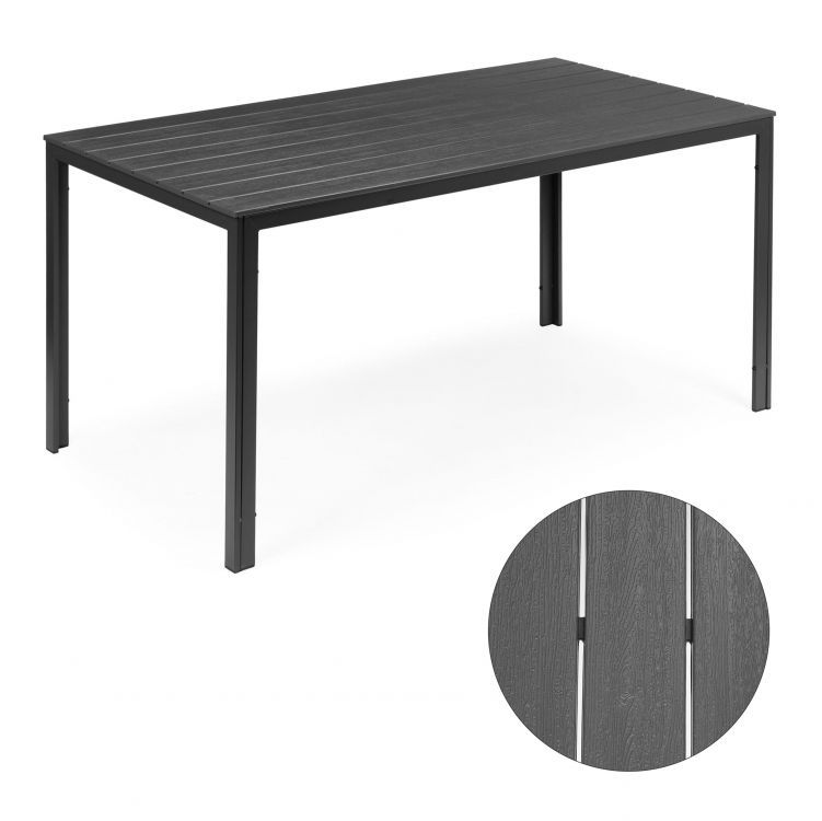 Záhradný stôl pre 6 osôb, 156x78 cm, polywood, sivý, terasový nábytok MultiGarden – Obrázok 3