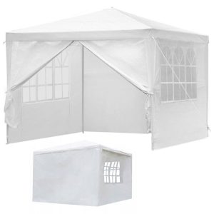 Záhradný pavilónový stan 3x3 m, 4 steny, biely, MultiGarden