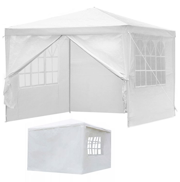 Záhradný pavilónový stan 3x3 m, 4 steny, biely, MultiGarden