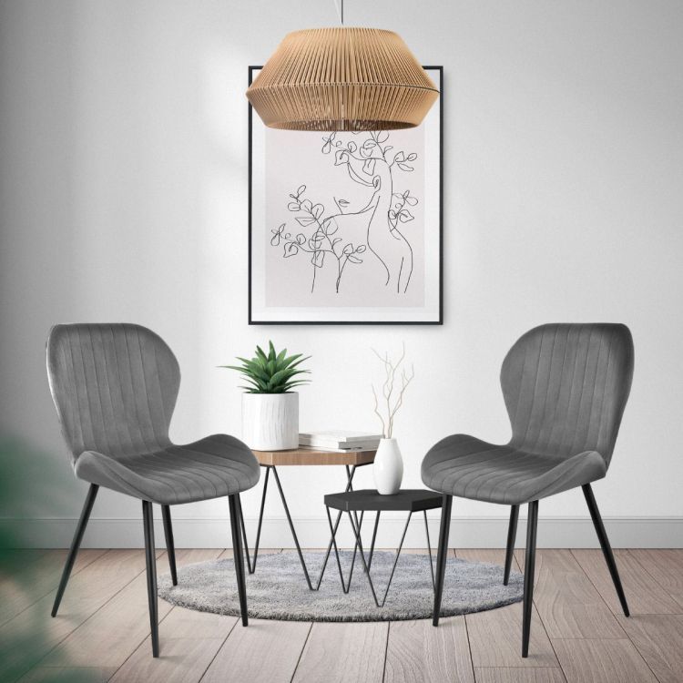 Sada 4 stoličiek do obývačky, jedálne, moderné kreslo, sivý zamat, ModernHome – Obrázok 3