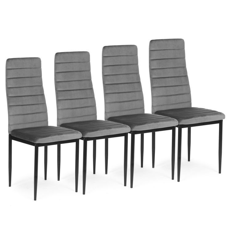 Stoličky s tvarovaným operadlom - VELVET GREY - 4 kusy – Obrázok 2