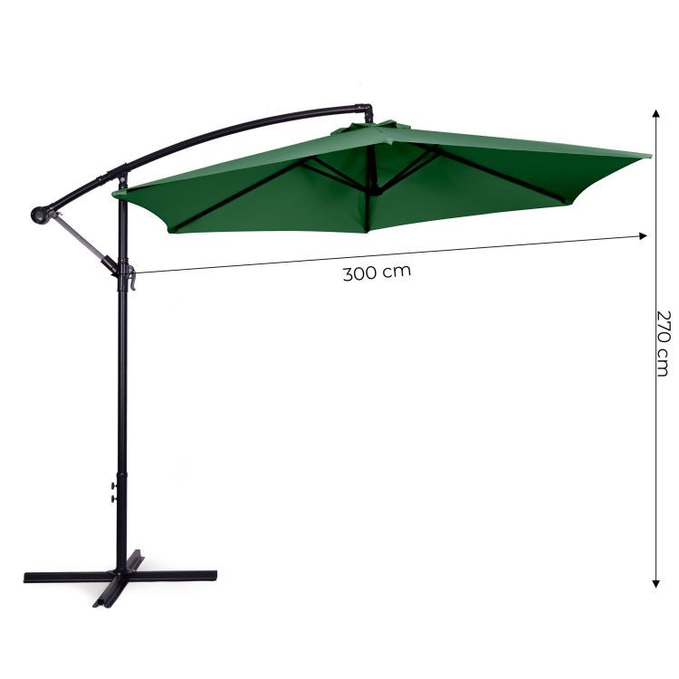 Veľký záhradný slnečník na tyči, skladací, 3 m, 6 rebier, zelený, MultiGarden – Obrázok 2
