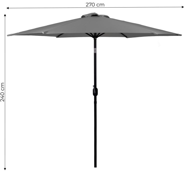 Veľký šikmý záhradný slnečník s kľukou, sivý, 270 cm, MultiGarden – Obrázok 3