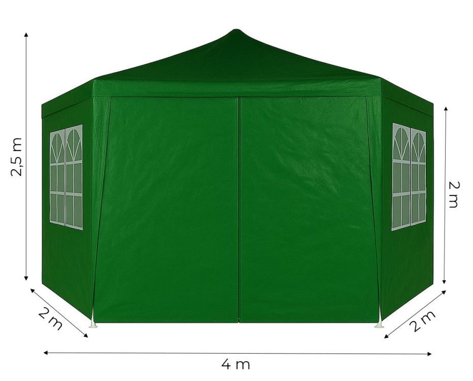 Záhradný pavilónový stan 2x2x2 m s oknami zelený MultiGarden – Obrázok 5