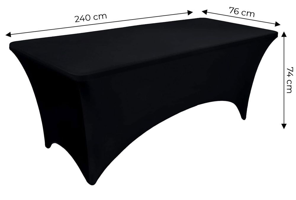 Univerzálny obrus na cateringový stôl 240 cm 8FT čierny elastický MultiGarden – Obrázok 2
