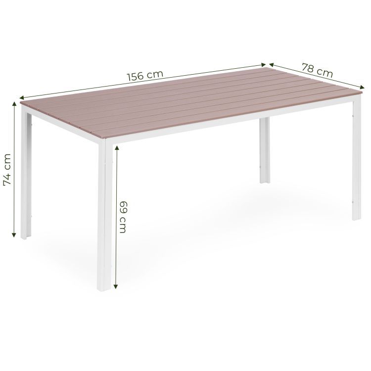 Záhradný stôl pre 6 osôb, 156x78 cm, Polywood, béžová, biela, MultiGarden, záhradný nábytok – Obrázok 2