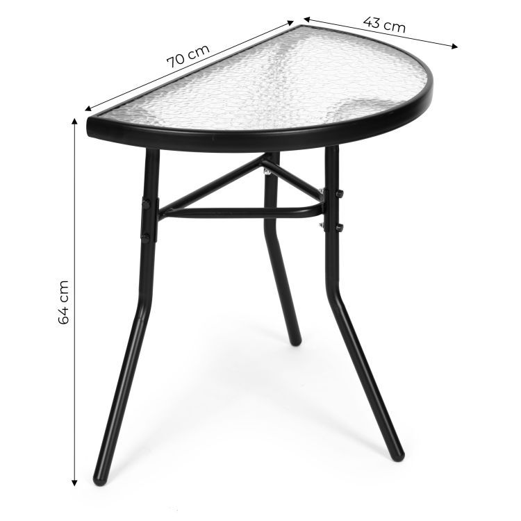 Polkruhový sklenený konferenčný stolík na balkón, terasu, verandu, MultiGarden – Obrázok 2