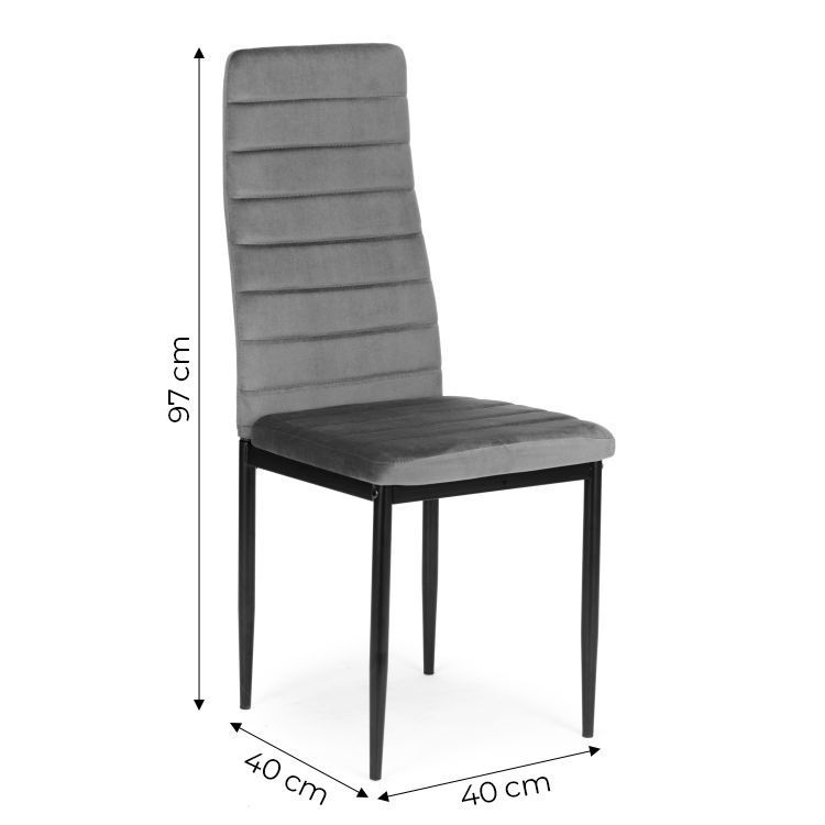 Stoličky s tvarovaným operadlom - VELVET GREY - 4 kusy – Obrázok 5