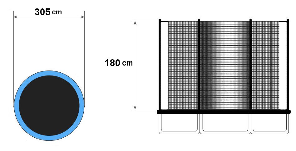 Ochranná sieť na vnútornú trampolínu 305 cm 10 ft/6 – Obrázok 2