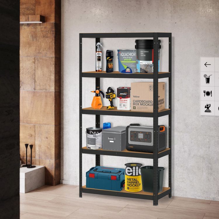 Kovový skladovací regál 180x90x40 cm do garáže, suterén, 5 políc, 875 kg, ModernHome – Obrázok 7