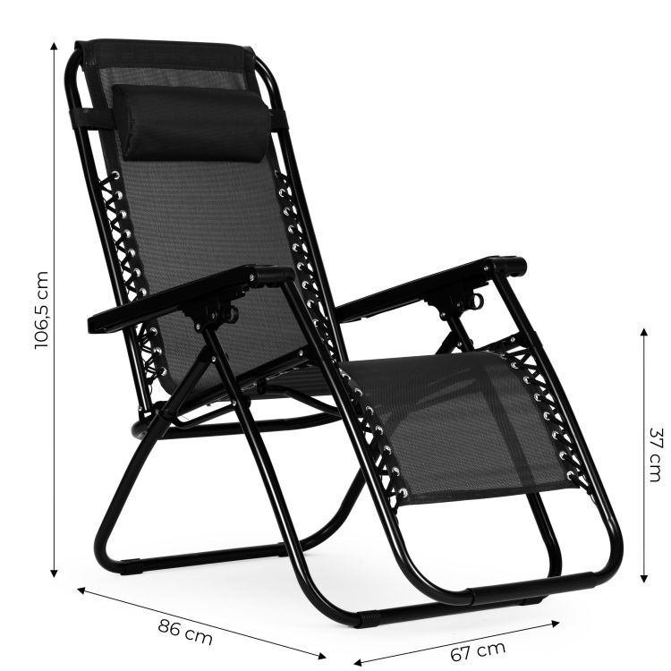 Záhradná stolička ZERO GRAVITY MultiGarden s nastaviteľným operadlom - čierna – Obrázok 2