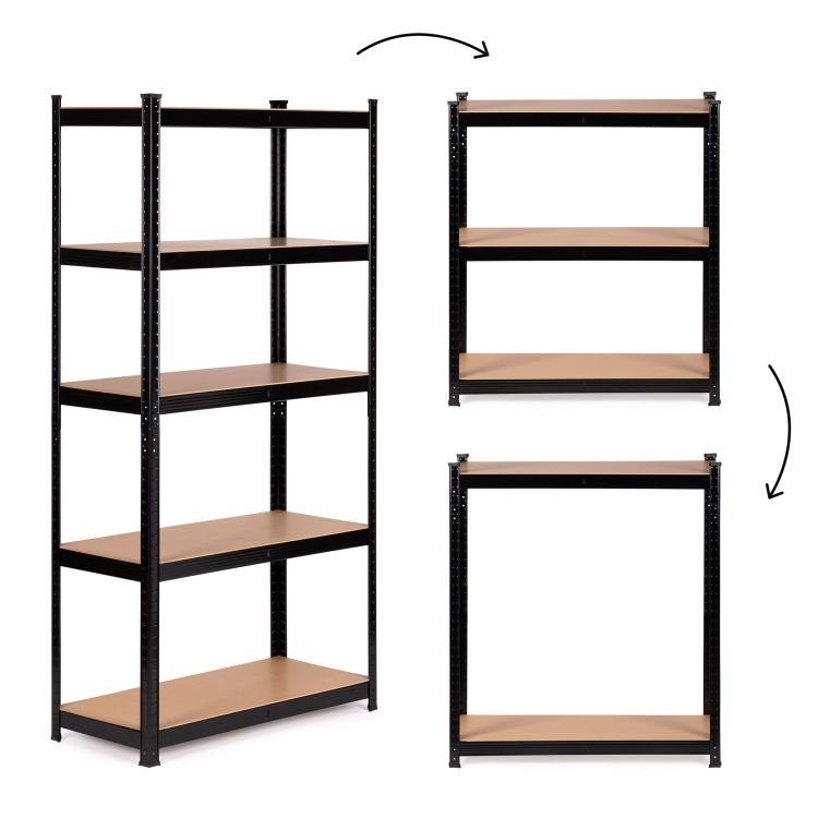 Kovový skladovací regál 180x90x40 cm do garáže, suterén, 5 políc, 875 kg, ModernHome – Obrázok 2