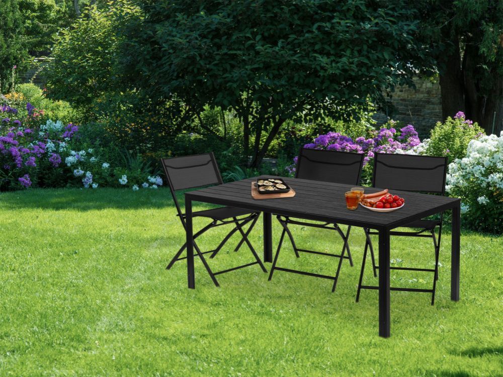 Záhradný stôl pre 6 osôb, 156x78 cm, polywood, čierny, záhradný nábytok MultiGarden – Obrázok 3