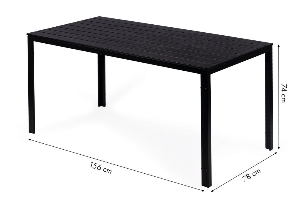 Záhradný stôl pre 6 osôb, 156x78 cm, polywood, čierny, záhradný nábytok MultiGarden – Obrázok 2