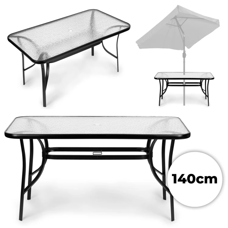 Sklenený záhradný stôl 140x80 cm terasa/balkón MultiGarden