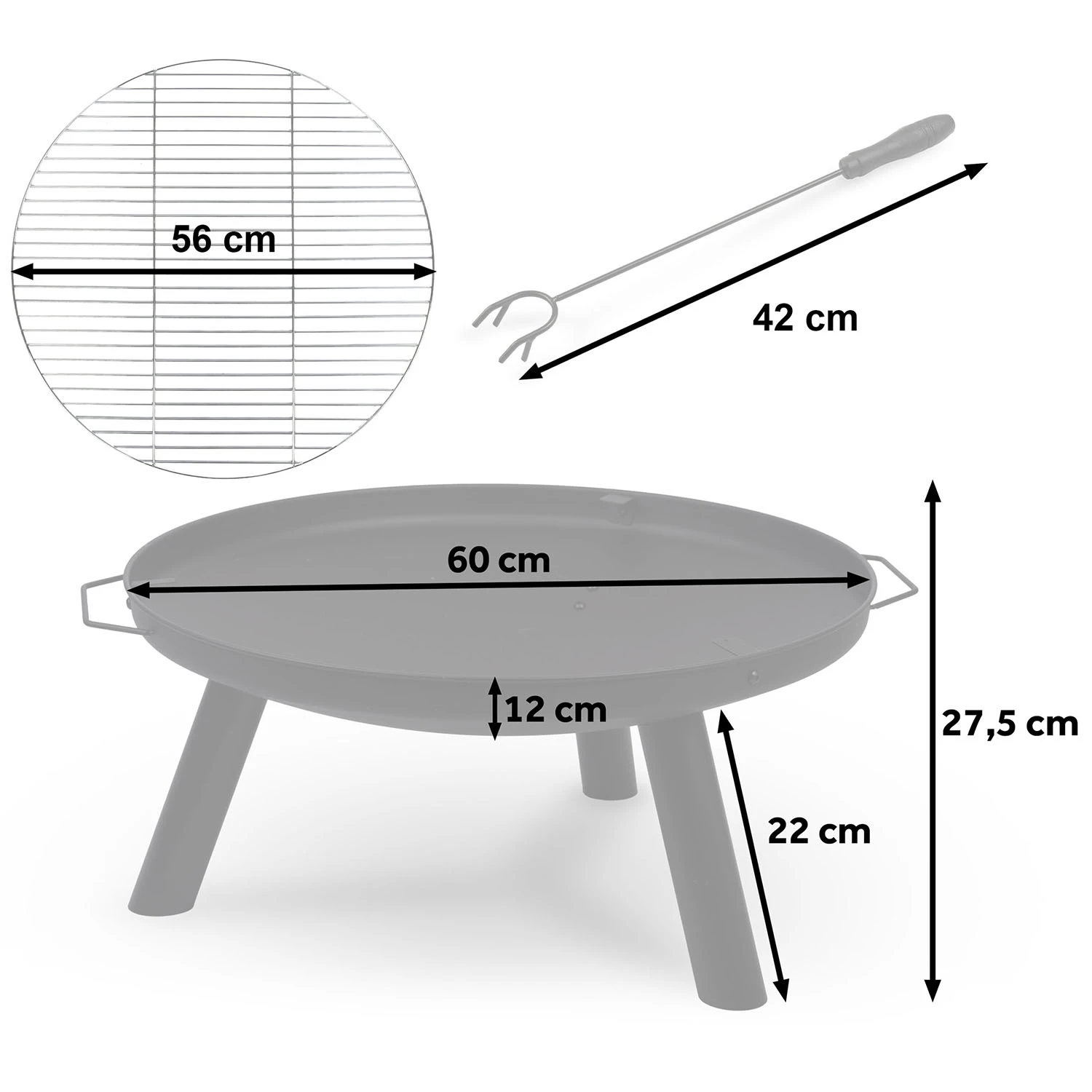 Záhradné ohnisko s roštom 60 cm Berdsen BD-881 – Obrázok 2