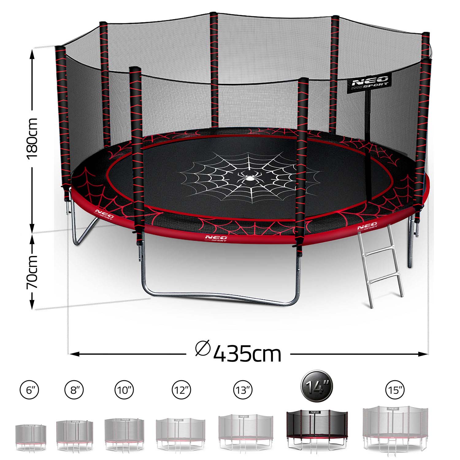 Záhradná trampolína Neo-Sport s dĺžkou 435 cm a vonkajšou sieťou – Obrázok 3