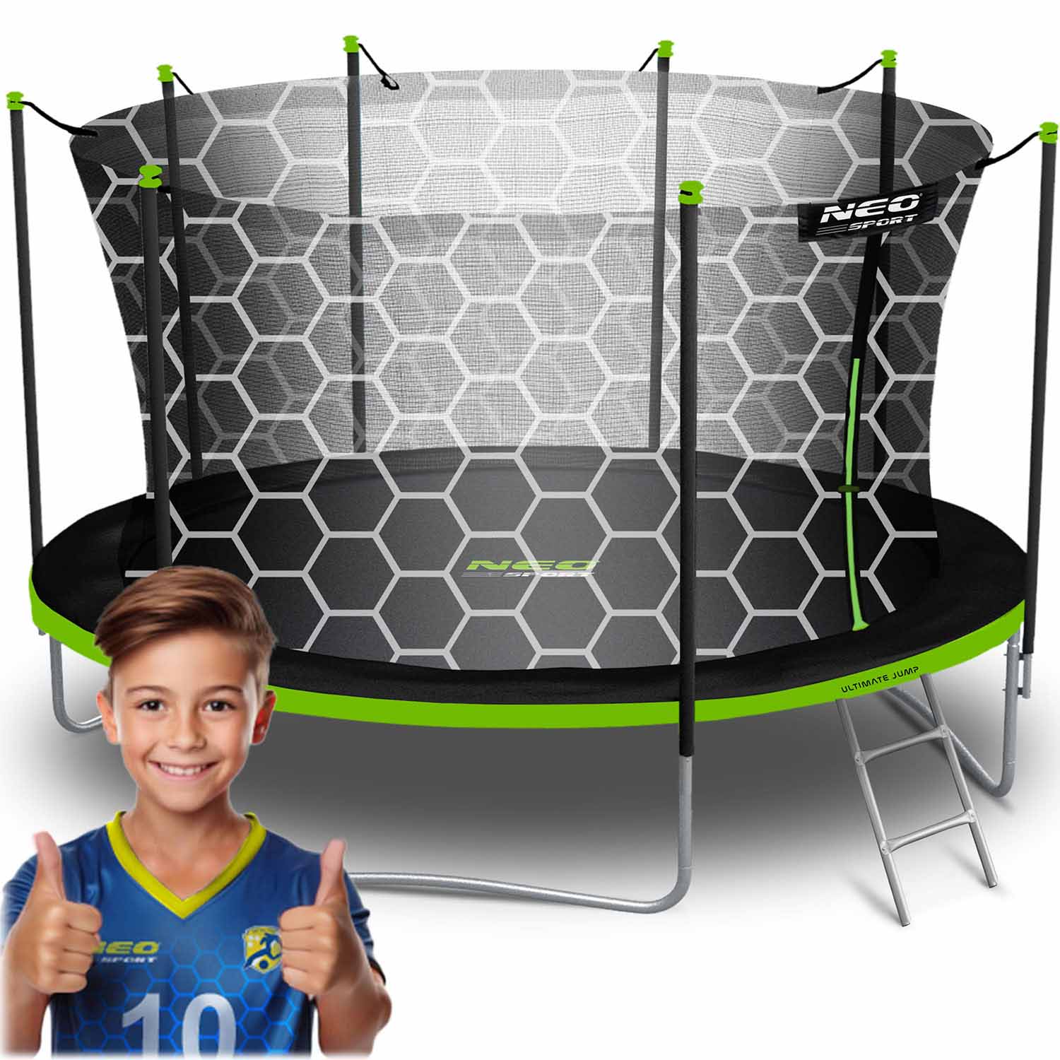 Záhradná trampolína Neo-Sport s dĺžkou 465 cm a vnútornou sieťou – Obrázok 9