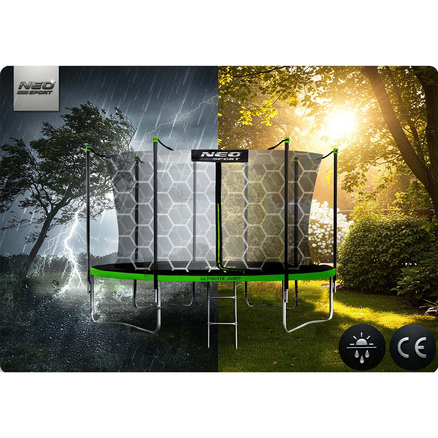 Záhradná trampolína Neo-Sport s dĺžkou 465 cm a vnútornou sieťou – Obrázok 4