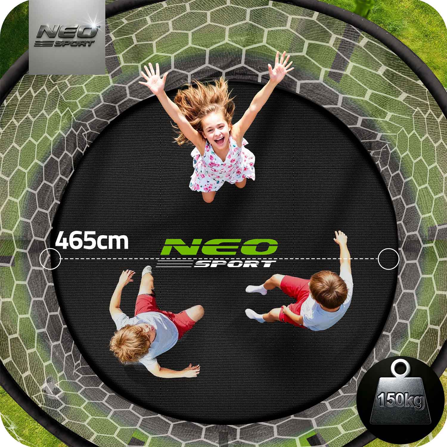 Záhradná trampolína Neo-Sport s dĺžkou 465 cm a vnútornou sieťou – Obrázok 3