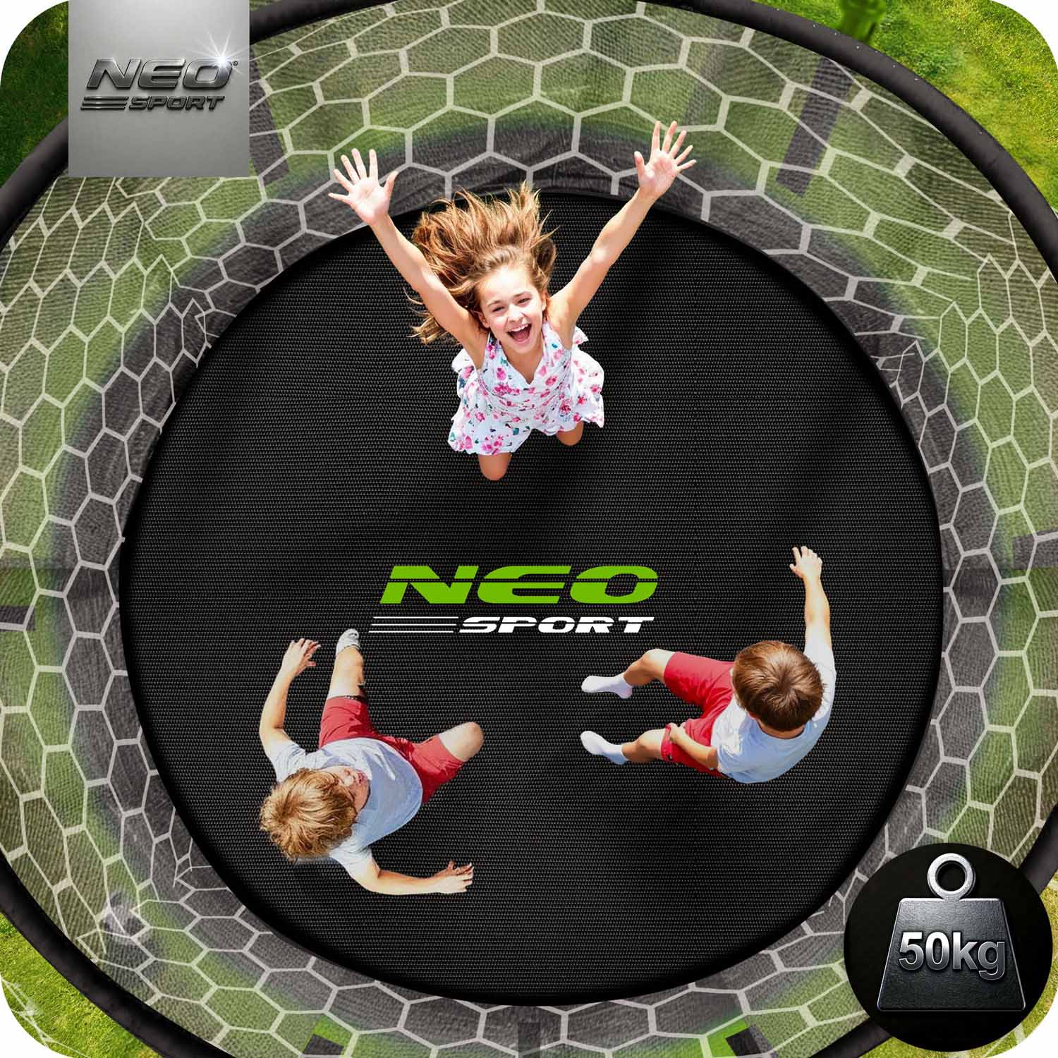 Záhradná trampolína Neo-Sport s dĺžkou 183 cm a vnútornou sieťou – Obrázok 5