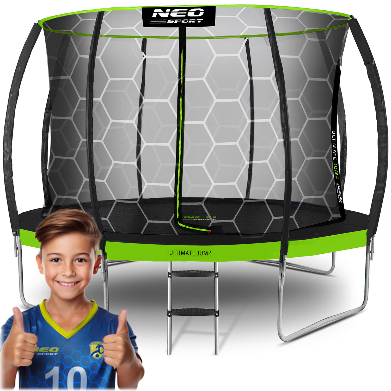 Profilovaná záhradná trampolína Neo-Sport s dĺžkou 435 cm a vnútornou sieťou – Obrázok 5